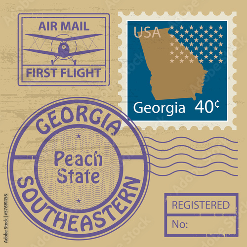 Grunge rubber stamp set with name of Georgia, vector