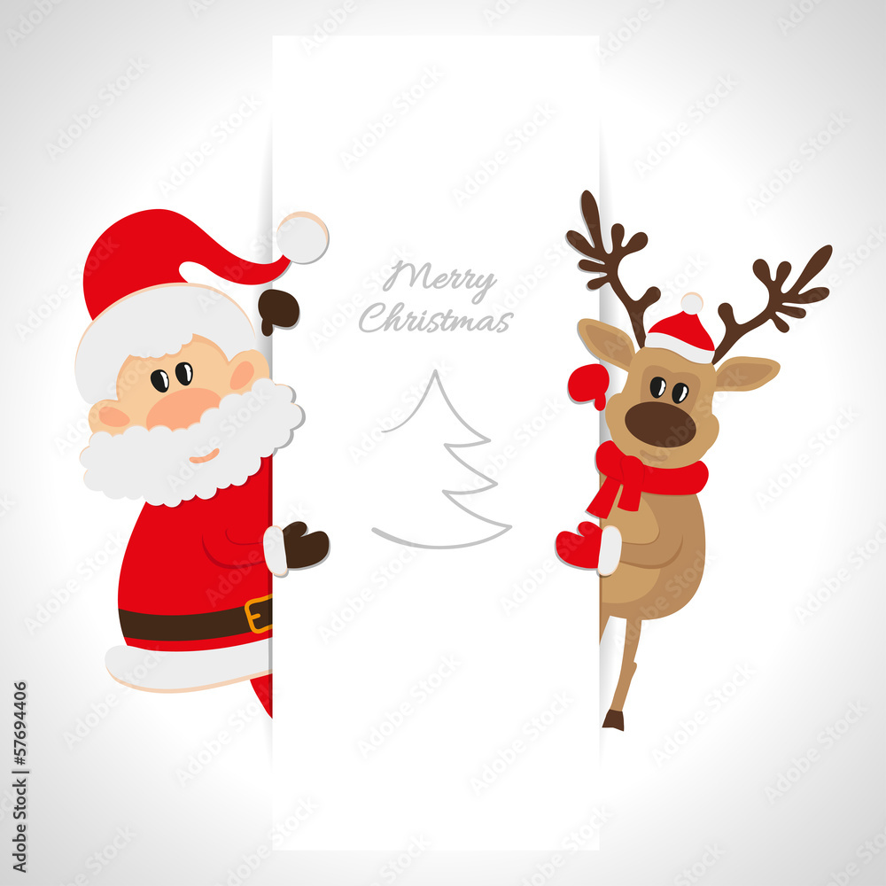 Santa Claus and reindeer with space for text Santa Claus and reindeer with space for text