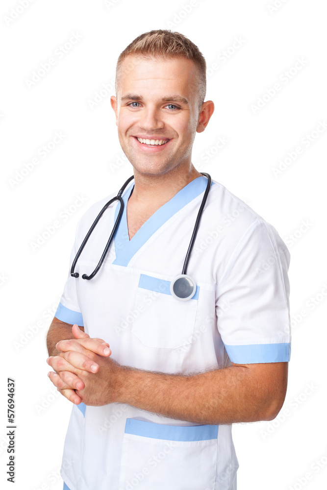 happy smiling young doctor in uniform happy smiling young doctor in uniform