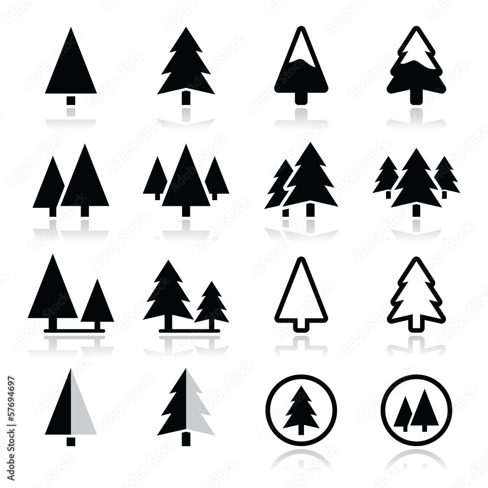 © redkoala - Pine tree vector icons set