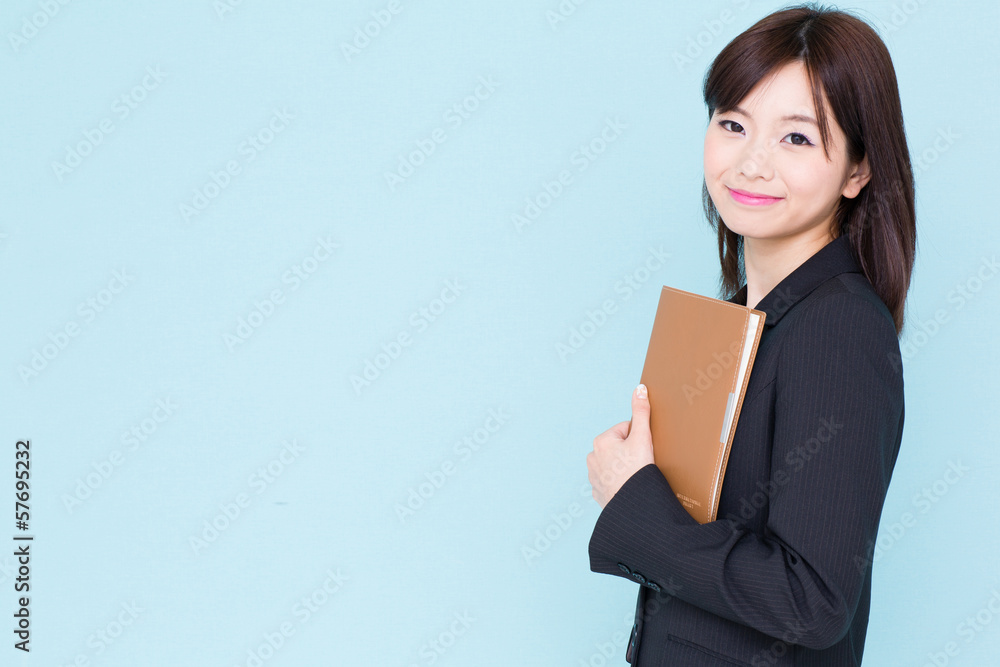 asian businesswoman on blue background asian businesswoman on blue background