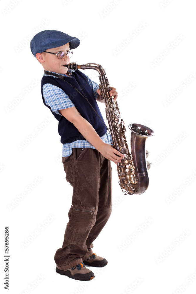 Naklejka premium Saxophonspieler Retrolook