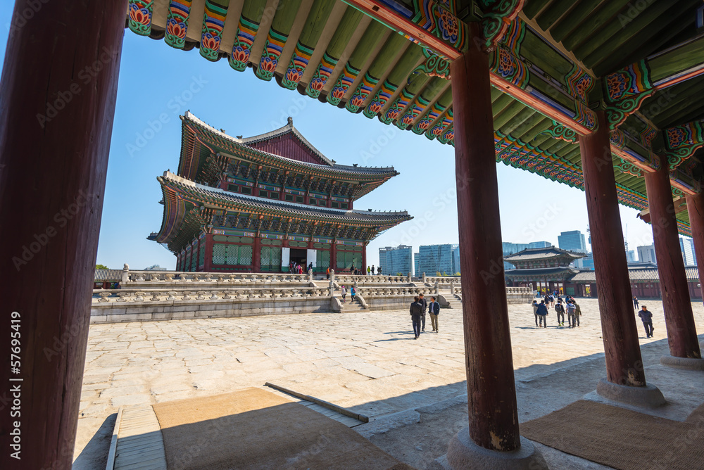 Naklejka premium Pałac Gyeongbokgung w Seulu, w Korei