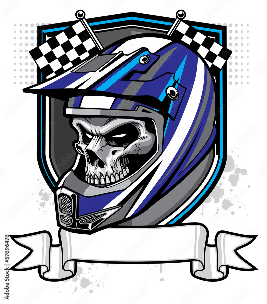 Naklejka premium Skull Rider Wearing Trail Helmet