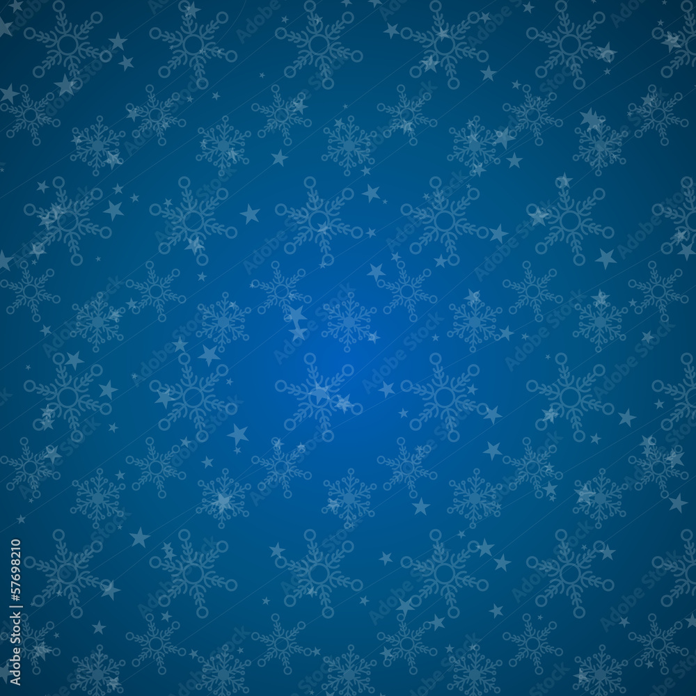 blue christmas background with stars and snowflakes