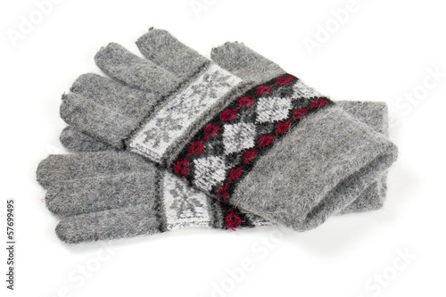 grey gloves isolated on white