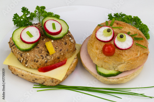 zwei lustig belegte Brötchen photo