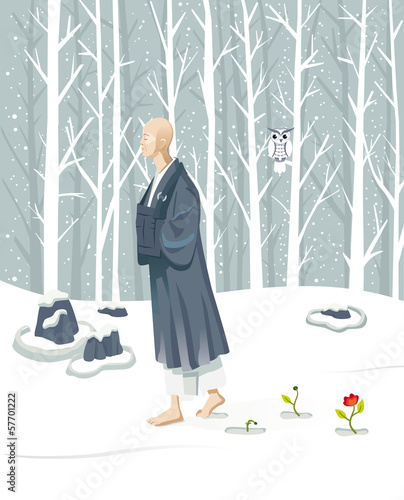Zen Monk Walking