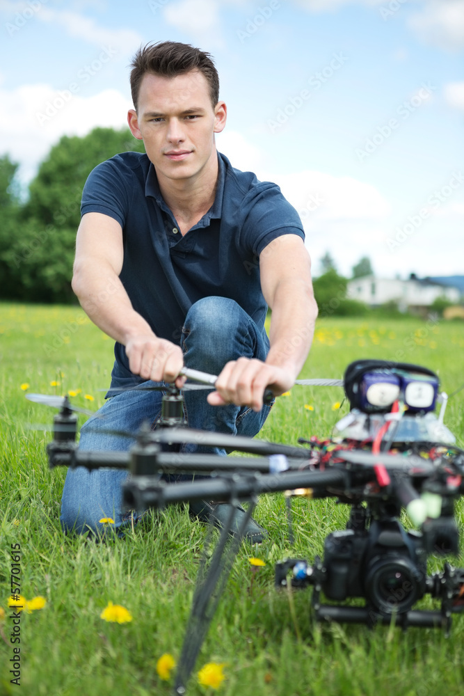 Engineer Fixing Propeller Of UAV Spy Drone