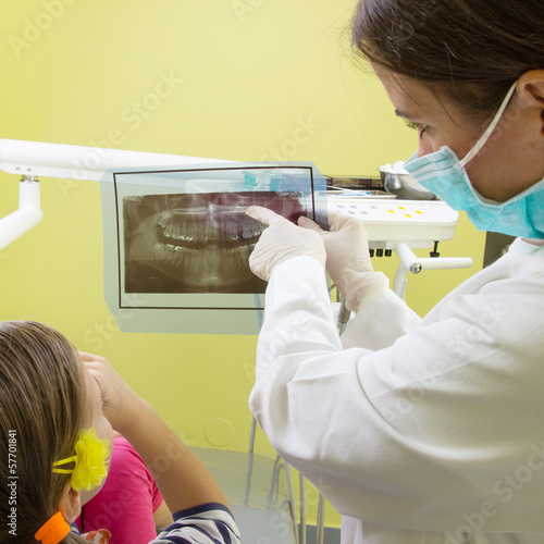 Little girl in the dentist office