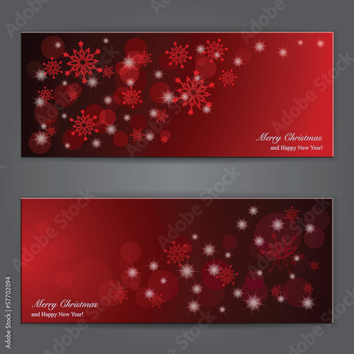 Set of Elegant Christmas banners with snowflakes.