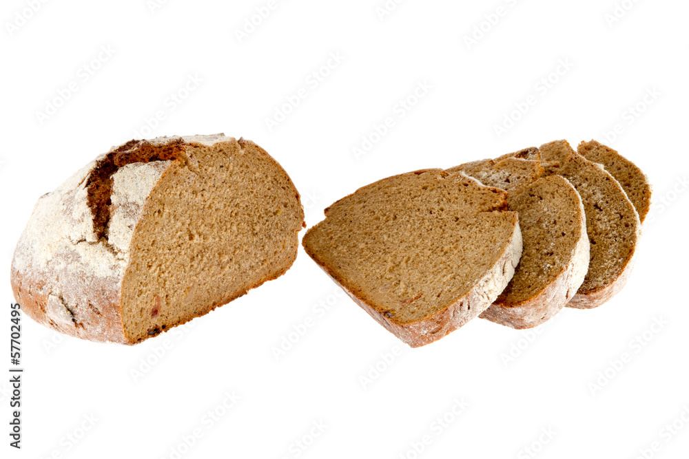 sliced loaf of bread on a white background sliced loaf of bread on a white background