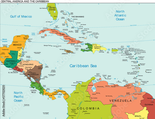 World Earth Central America Caribbean map