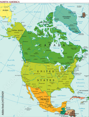 World Earth North America Continent Country Map