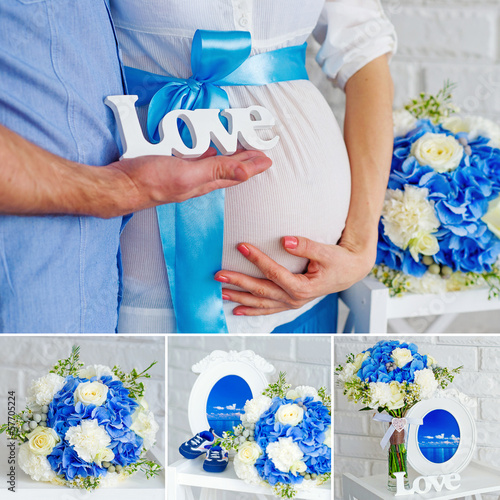 White and blue pregnancy collage
