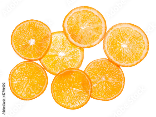 Orange fruit. Slices on white. Background