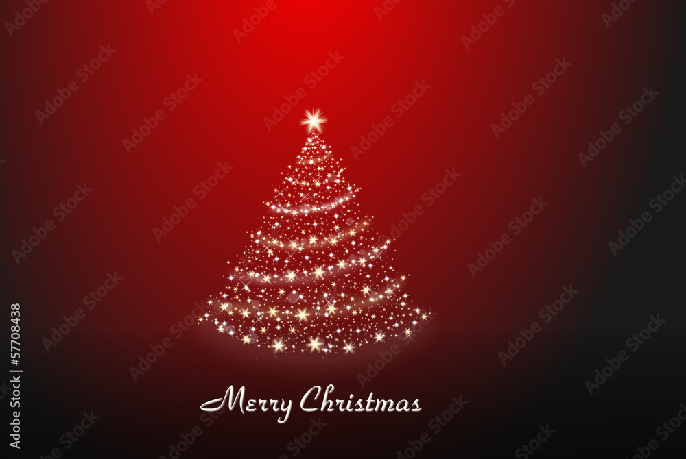 Christmas tree alone on a red background Christmas tree alone on a red background