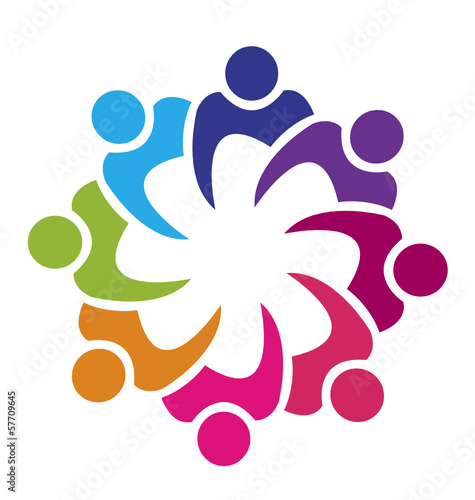 Teamwork union 8 people logo vector