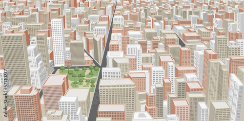 Big city with buildings. Downtown.