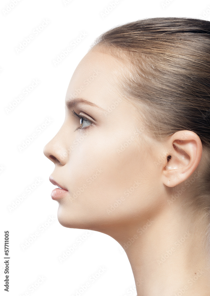 profile portrait of beautiful young woman with clean skin isolat profile portrait of beautiful young woman with clean skin isolat