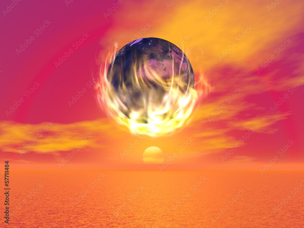 Burning earth - 3D render Burning earth - 3D render