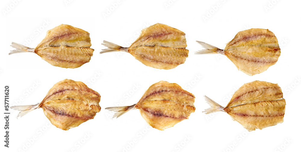 Naklejka premium Stack of fish isolated on white background