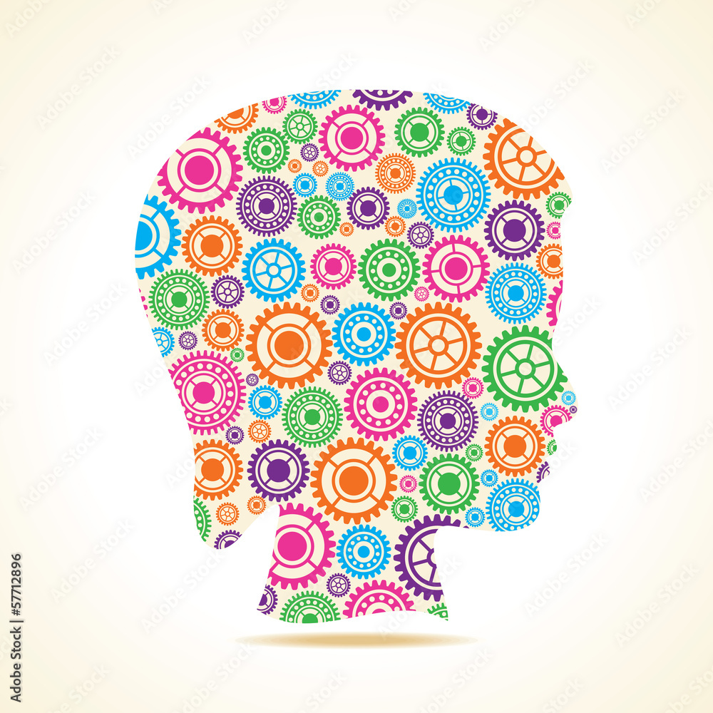 Group of colorful gears make a female face stock vector Group of colorful gears make a female face stock vector