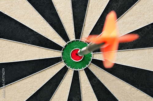 Dart in bullseye on the target