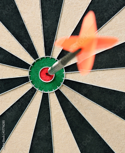 Dart in bullseye on the target