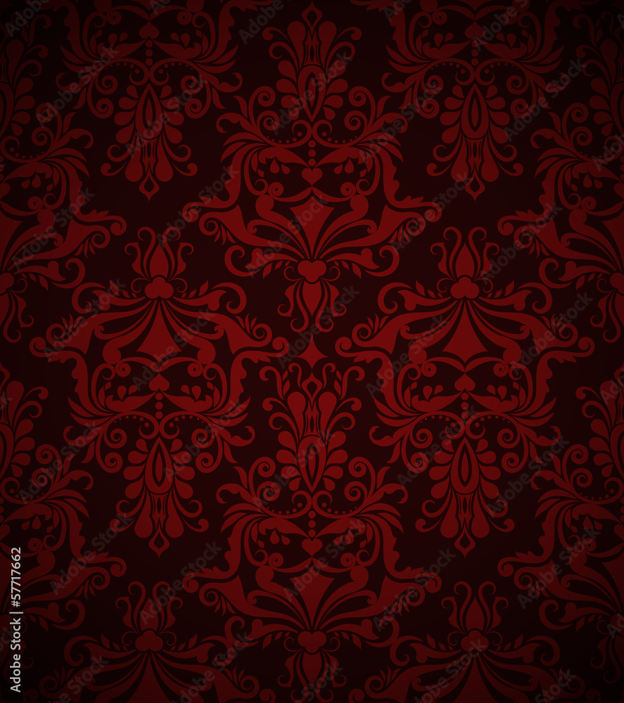 Seamless dark red vintage wallpaper pattern. Stock Vector | Adobe Stock