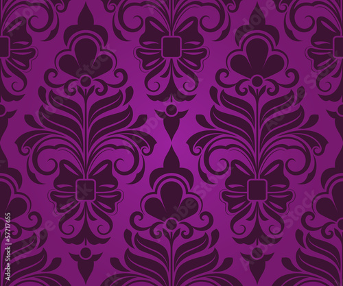Seamless purple ornament vector pattern.