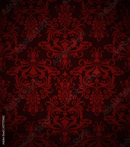 Seamless dark red vintage wallpaper pattern.