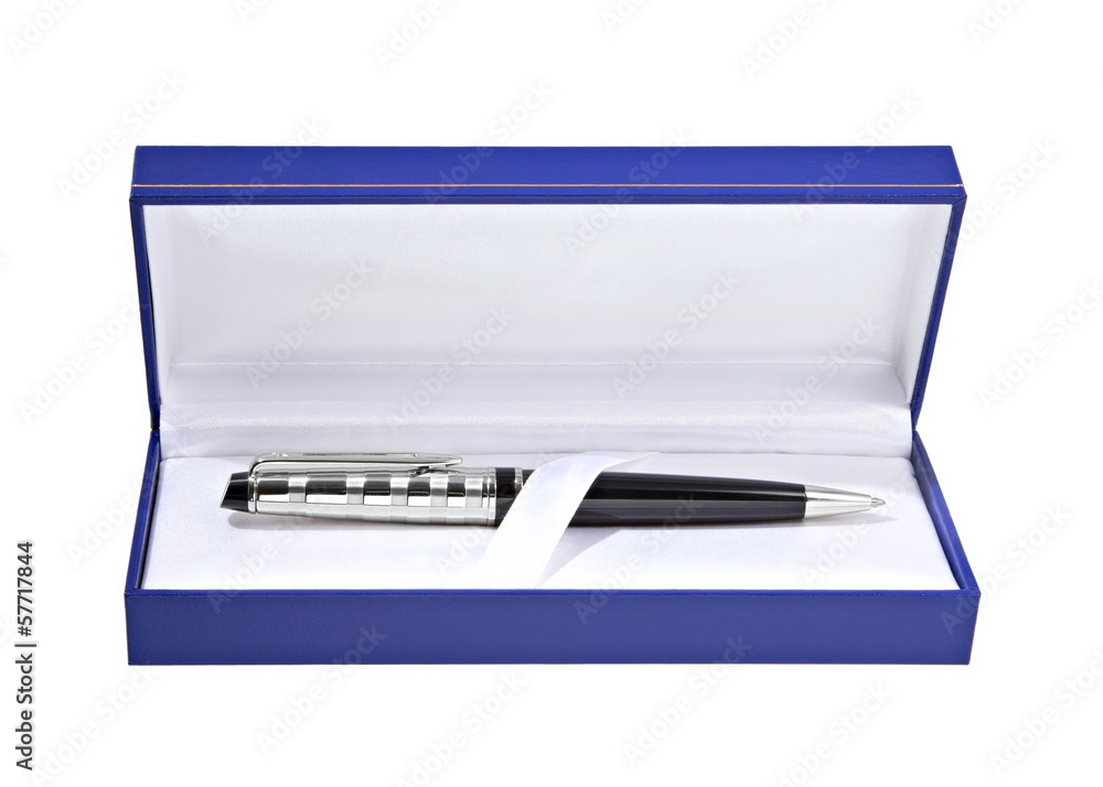 Gift pen in a box isolated on white background Gift pen in a box isolated on white background