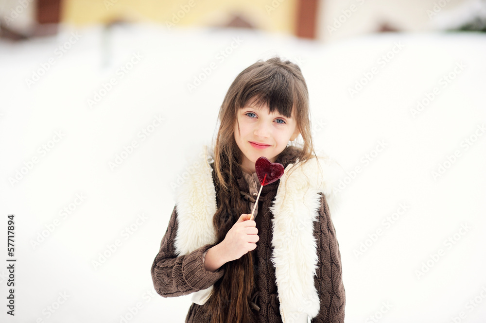 Winter portrait of lovely child girl Winter portrait of lovely child girl