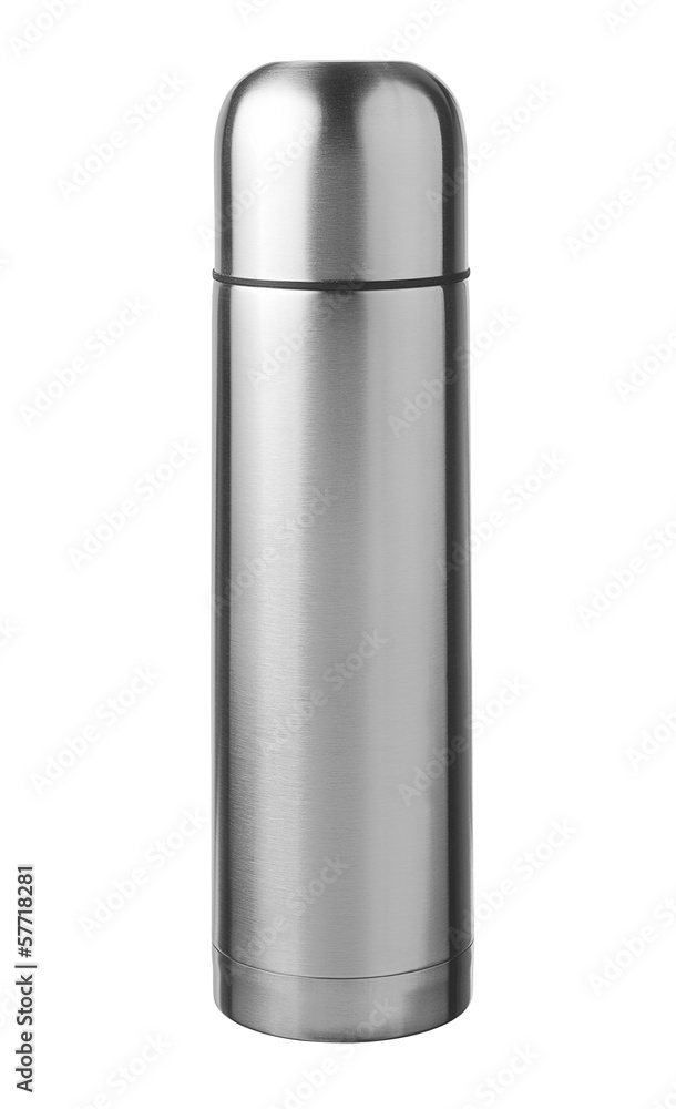 Metallic thermos isolated on white background Metallic thermos isolated on white background