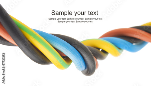closeup of a electric cable on a white background