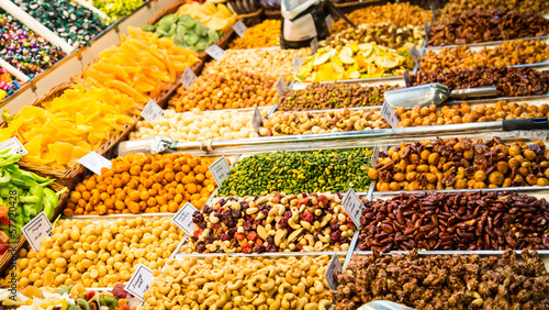Dried Nuts and Fruit in a Market