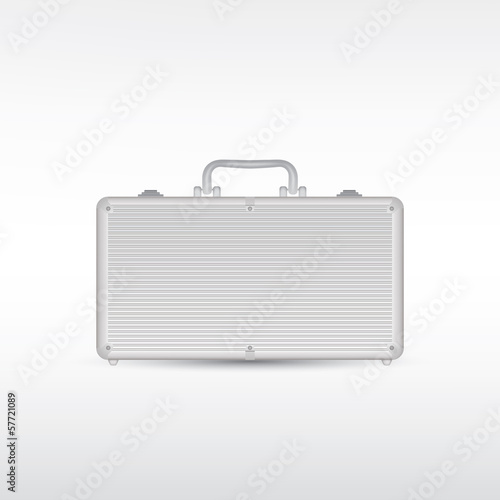 Silver metal briefcase. Vector eps10.