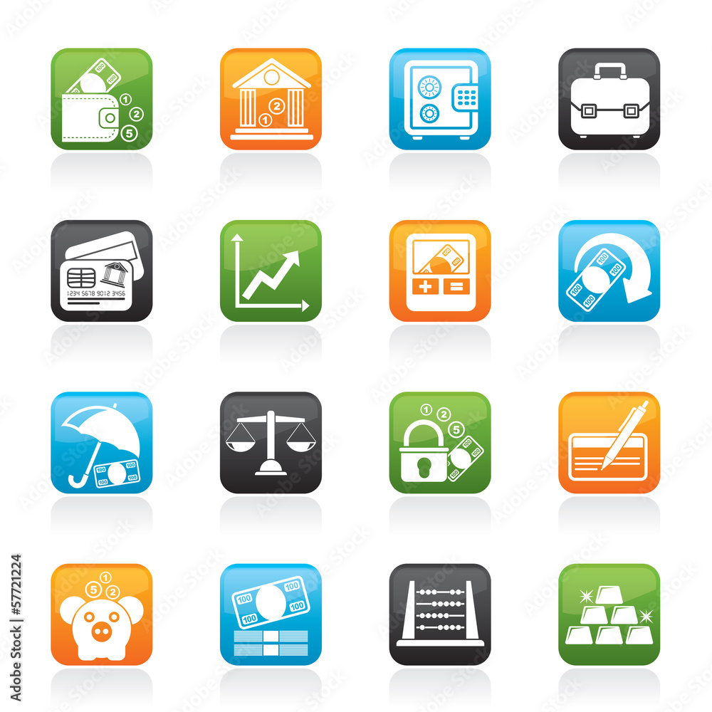 Business, finance and bank icons - vector icon set Business, finance and bank icons - vector icon set