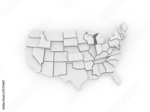 Three-dimensional map of USA