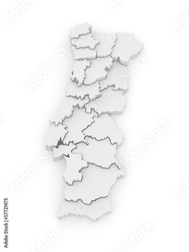 Three-dimensional map of Portugal.
