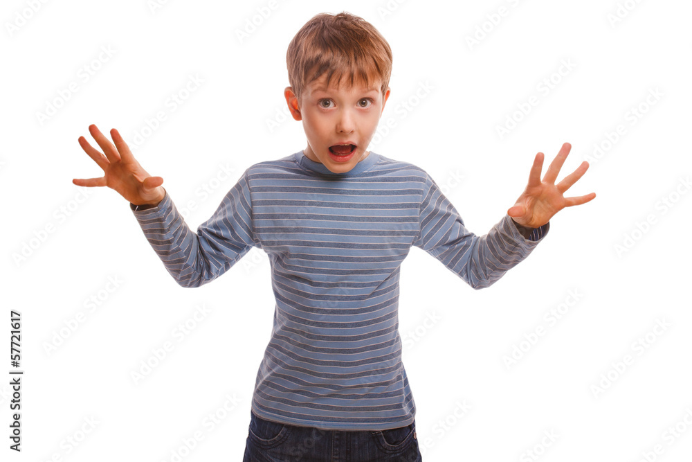 baby child threat boy waves opened his mouth fright fear depres