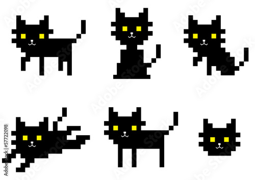 pixel black cat character