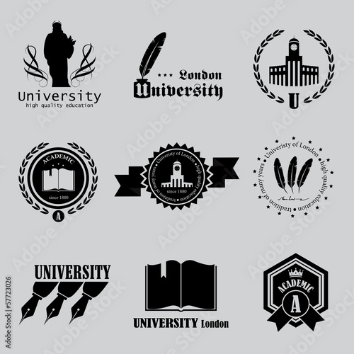 University Labels Set - Isolated On Background - Vector