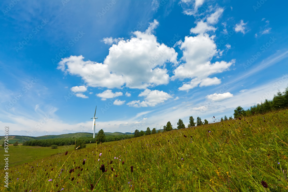 wind power generator on the grassland wind power generator on the grassland