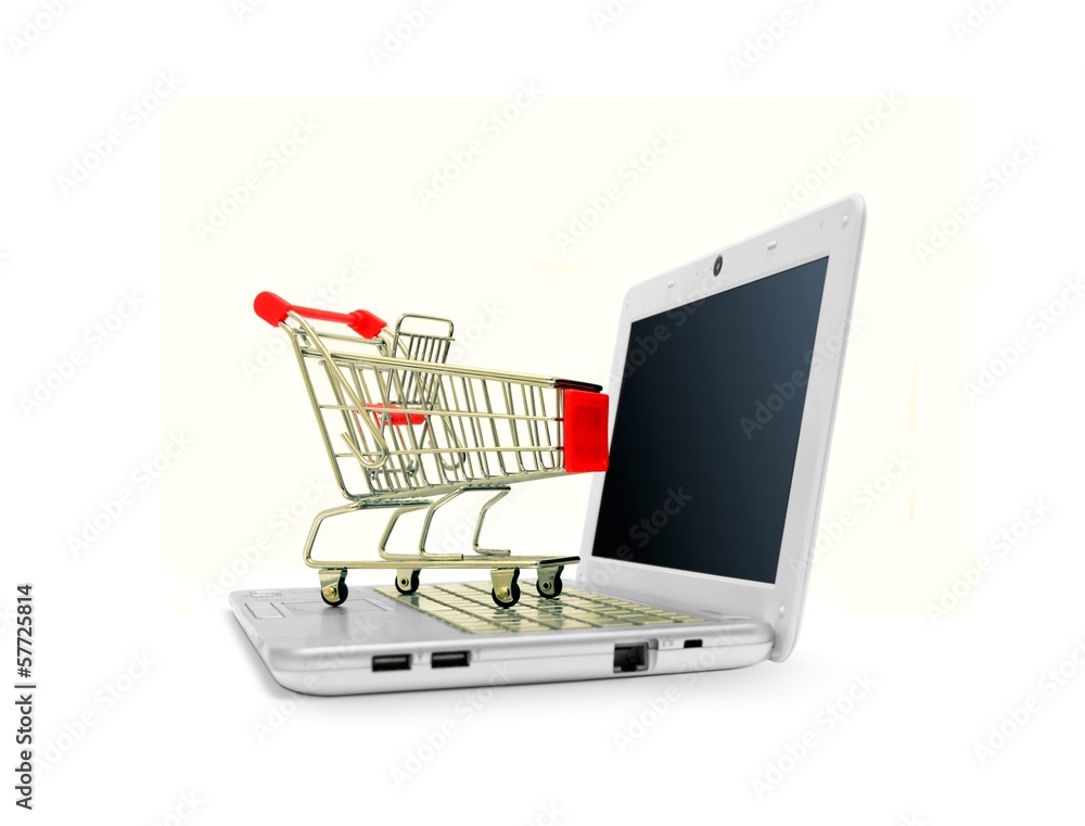 Shopping Cart on Laptop Computer Shopping Cart on Laptop Computer