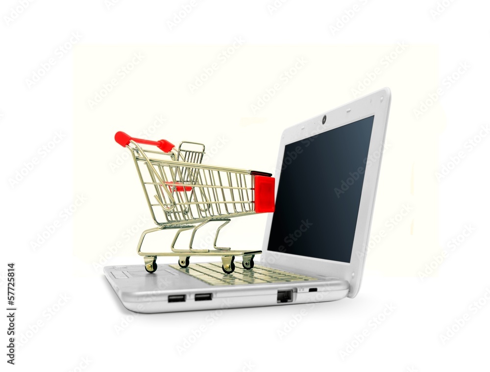 Shopping Cart on Laptop Computer