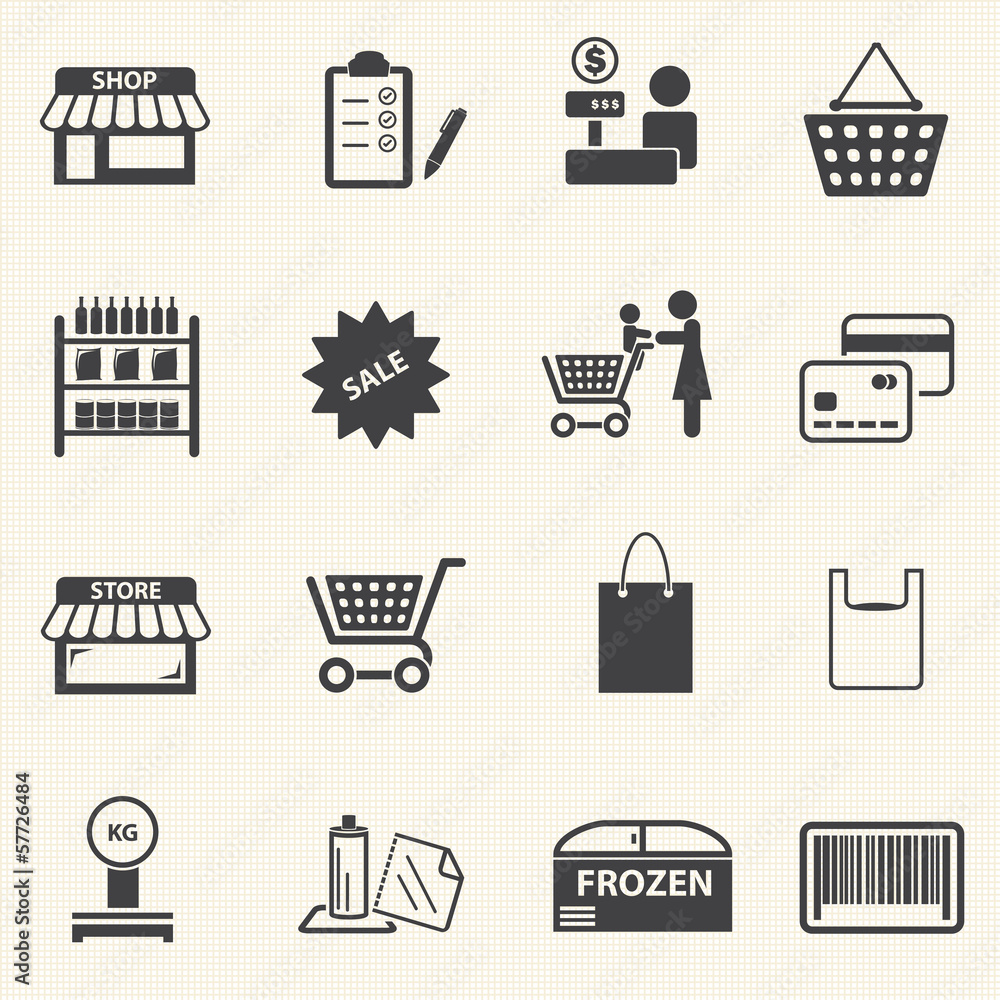 Mom shopping icons set on texture background. Vector Mom shopping icons set on texture background. Vector