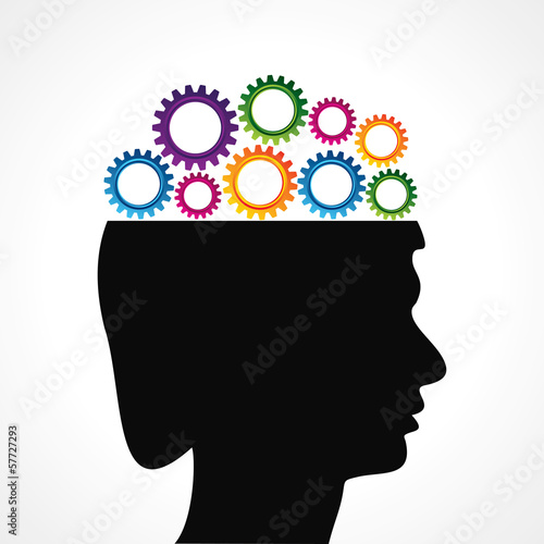 Thinking of mechanics concept with cog wheel stock vector