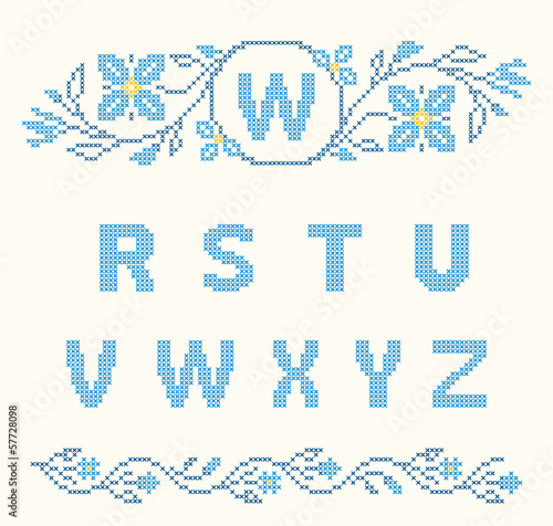 Cross-stitch embroidery in Ukrainian style